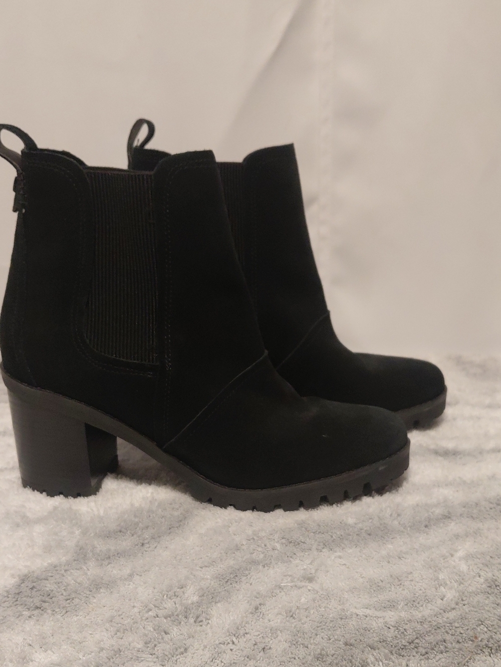 UGG Women's Black Suede Waterproof Block Heel Chelsea Boots